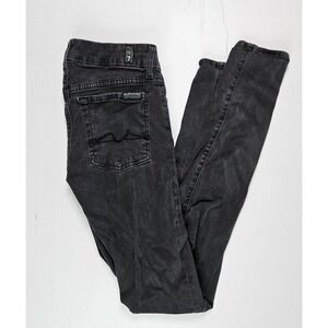 7 For All Mankind Gwenevere Jeans Women 27 Black Skinny Stretch Acid Wash Casual